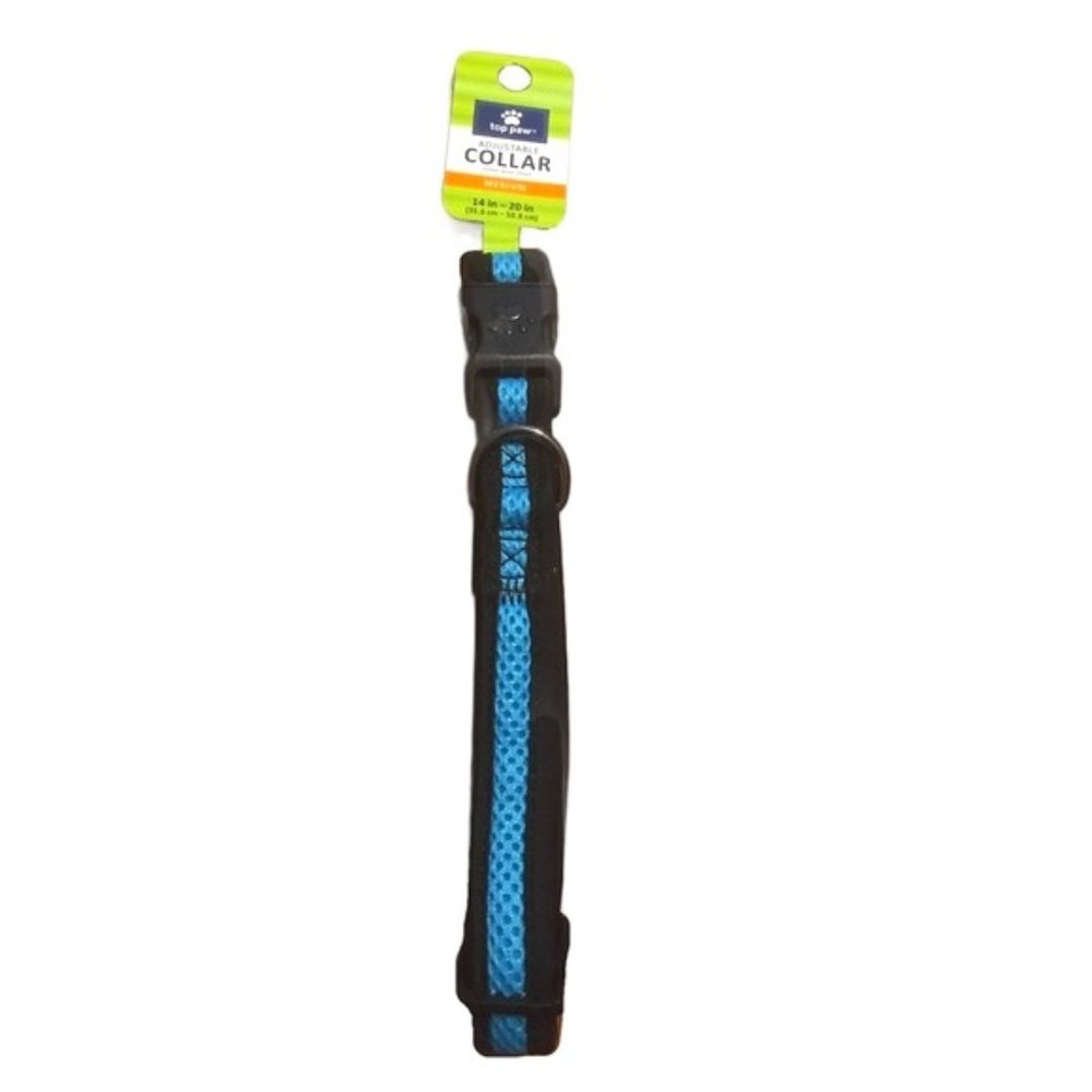 Top Paw Adjustable Dog Collar Blue Mesh Medium